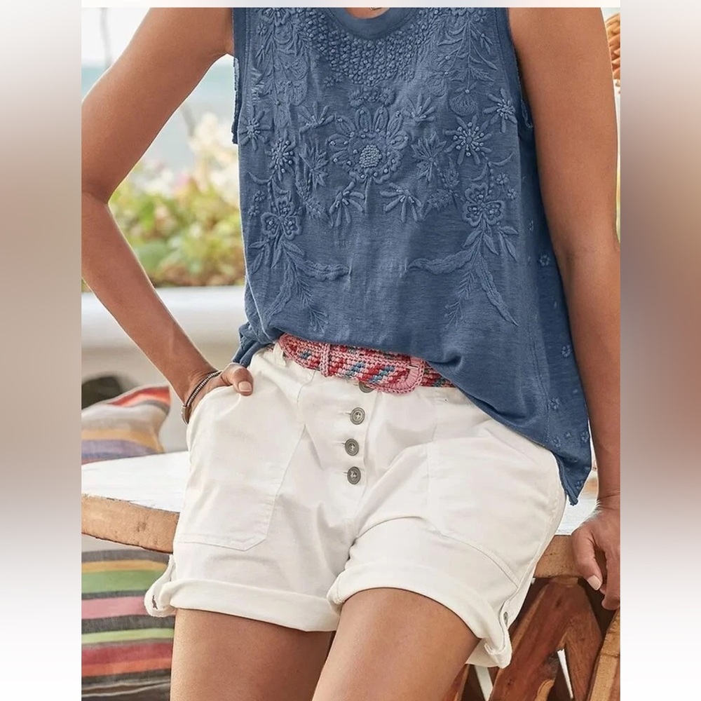 NEW Sundance Everyday Explorer‎ White Roll Hem Button Fly Casual Shorts Sz 2